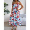 Womens Summer Floral Maxi Dresses Sleeveless Smocked Spaghetti Strap A Line Flowy Beach Long Desses - 3 of 4