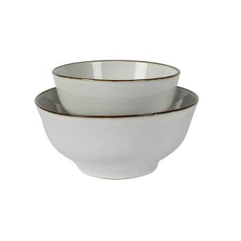 Tabletops Gallery Bloom 3 Piece Serving Bowl Set Embossed Bone White  Porcelain Round Dinnerware Collection- Chip Resistant Scratch Resistant