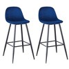NicBex Set of 2 Bar Stools for Kitchen Island,Velvet Counter Bar Stools with Back and Metal Legs,Bar Chairs for Dining Rooms,Kitchens,Blue - 4 of 4