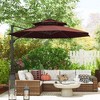 Outsunny 10.8' Offset Patio Umbrella with Base, Aluminum Cantilever Umbrella with 360-degree Rotation, Tilt, 8 Ribs, Crank Included, Brown - 2 of 4
