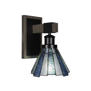 Toltec Lighting Tacoma 1 - Light Sconce in  Black/Painted Wood with 7" Sea Ice Art Glass Shade - 1 of 1