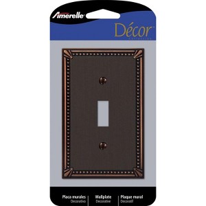 Amerelle Imperial Bead Aged Bronze 1 gang Die-Cast Metal Toggle Wall Plate 1 pk - 1 of 1