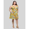 24seven Comfort Apparel Plus Size Yellow Paisley Sleeveless Pleated Knee Length Pocket Dress - 2 of 4