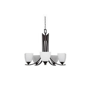 Sunset Lighting Starling 5 - Light Chandelier, Frosted Opal Glass, Provincial Bronze Finish - 1 of 3