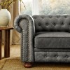 Lycvki Chesterfield Tufted Linen Upholstered 3-Seater Sofa with Nailhead Decoration and Scrolled Arm - 4 of 4