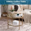 VINGLI 25.6" Round Gold Coffee Tables, 2-Tier Glass Coffee Table with Storage, Simple & Modern Center Table  for Living Room - 3 of 4