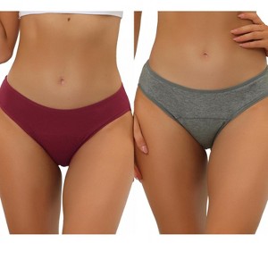 Allegra K Women's Mid-Rise Available in Plus Size Hipster Underwears 2 Packs - 1 of 4