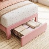 Twin Bed Frame with Drawer, White Velvet Upholstered Platform Bed with Wave Headboard for Kids/Girls, Wooden Slats Support, No Box Spring Needed - 4 of 4