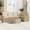 vidaXL 6 Piece Patio Sofa Set with Cushions Beige Poly Rattan - Beige and Cream With Table - 2 of 4