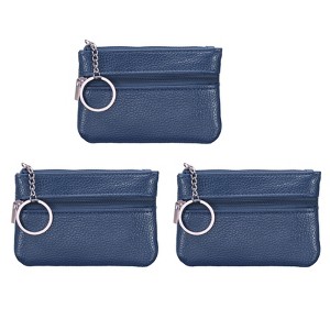 Unique Bargains PU Leather Change Purses Small Organizer Bags with Zipper and Key Ring 3 Pcs - 1 of 3
