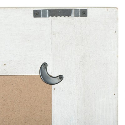White Rectangular Wall Mirror with Rattan Detail