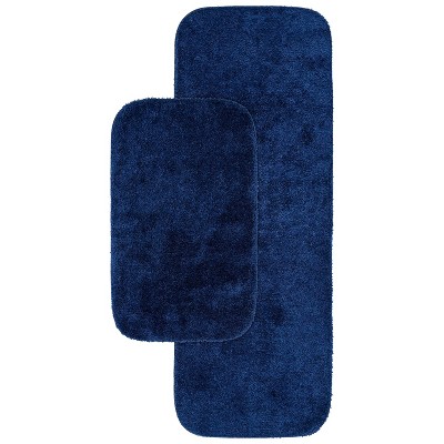 2pc Traditional Nylon Washable Bathroom Rug Set Navy - Garland Rug ...