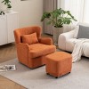 360° Velvet Swivel Chair,Velvet Accent Chair with Ottoman,Oversized Accent Barrel Armchair with Pillow,Sofa Chair with Lounge Seat-Cuddlewood - 2 of 4