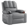 Manul Recliner Chair, Single PU Leather Sofa with Side Pocket, Chaise Lounge Reclining Seat with 2 Cup Holders - 3 of 4