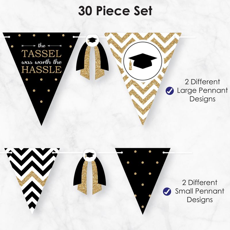 Big Dot of Happiness 30 Piece Gold Graduation Party Pennant Triangle Banner, 6 of 10