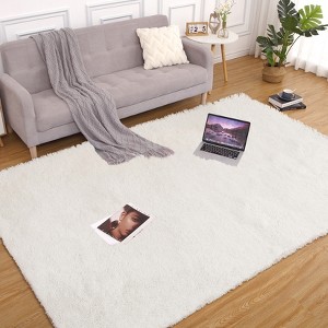 Luxury Modern Plush Fluffy Velvet Rug 5 x 8 ft, Faux Wool Rugs with  Non-Slip & Washable,for Bedroom Living Room Nursery - 1 of 4