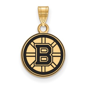 Black Bow Jewelry 14k Yellow Gold Plated Sterling Silver Boston Bruins NHL Small Pendant - 1 of 3