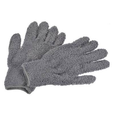 Unique Bargains Dusting Cleaning Gloves Microfiber Mittens for Plant Lamp  Window Gray