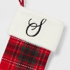 20" Plaid Monogram Christmas Holiday Stocking with Faux Fur Cuff Red/Green/White - Wondershop™ - 3 of 3