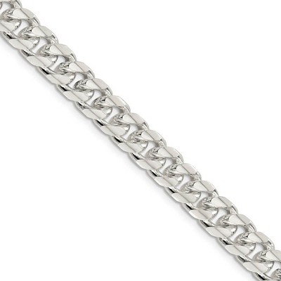 Black Bow Jewelry Men's 8.5mm Sterling Silver Solid D/C Domed Curb Chain Necklace