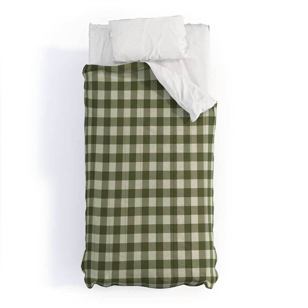 Photos - Bed Linen Deny Designs Full/Queen Color Poems Gingham Moss Comforter and Sham Set