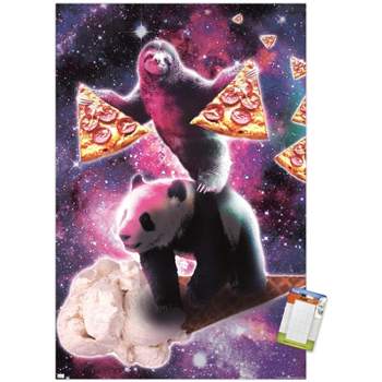 Trends International James Booker - Space Sloth With Pizza Riding Ice Cream Panda Unframed Wall Poster Prints
