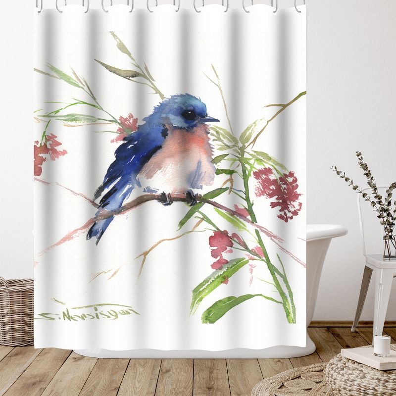 Americanflat 71" x 74" Shower Curtain, Blue Bird 8 by Suren Nersisyan, 5 of 9