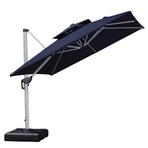 PURPLE LEAF Square Patio Umbrella Cantilever Umbrella with Base for Pool Lawn Garden 360° Rotation - 1 of 4