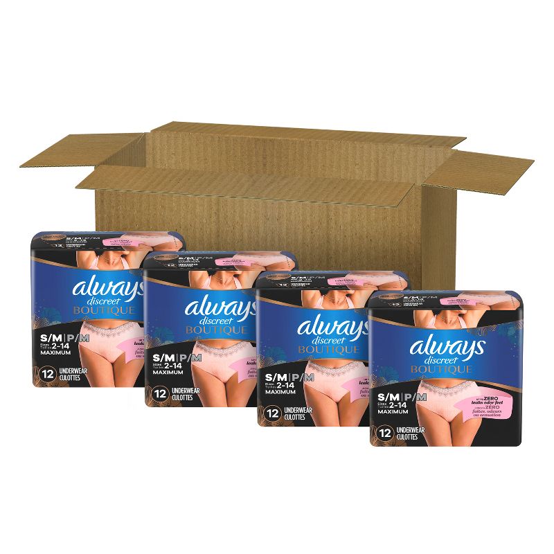 Always Discreet Boutique Underwear Women&#39;s Incontinence - Maximum Protection - Small/Medium - 48ct, 2 of 12