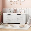 25/30/40 Inch Wooden Toy Chest for Kids, Large Storage Bench with Safety Hinge, Toy Box for Boys and Girls, Entryway, Living Room, Bedroom, Playroom - 2 of 4