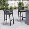 PURPLE LEAF Outdoor Rattan Bar Stools Set of 2 Modern Boho Aluminum Patio Bar Height Chair with Cushion for Garden Outdoor and Indoor - 2 of 4