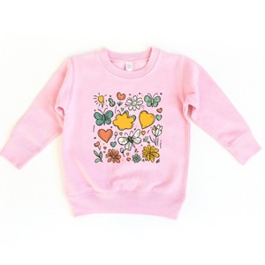The Juniper Shop Flowers and Butterflies Toddler Sweatshirt - 5/6T - Pink - 1 of 4