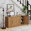 2-Piece Modern Minimalist Wood Grain Edge Cabinet, Multifunctional Storage with 3-Layer Shelves - 2 of 4