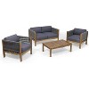 CAVINAS Outdoor Loveseat with Coffee Table, Acacia Wood Patio Conversation Sets, Modern Apartment Patio Furniture for Backyard - 2 of 4