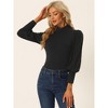 Allegra K Women's Mock Neck Puff Sleeve Long Sleeves T Shirts Tops Bodysuits - 2 of 4