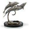 SPI Home Triple Dolphins Brass Sculpture on Marble Base – Coastal Table Accent, 8" Tall - 2 of 3
