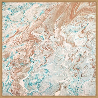 30"x30" Earth Tones Abstract Canvas Wall Art with Brown Frame