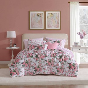 Betseyville Johnson Vintage Floral Pink Full/Queen 5pc Comforter Sham Bonus Set - 1 of 4