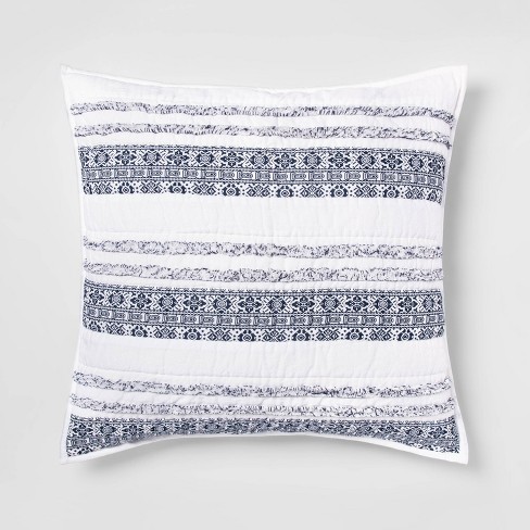 Euro Chenille Stripe Pillow Sham White Opalhouse Target