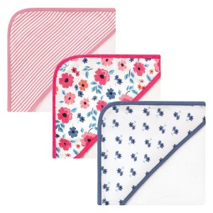 Touched by Nature Baby Girls Organic Cotton Hooded Towels, Garden Floral, One Size - 1 of 2