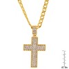 Steeltime 30" Men's 18k gold plated stainless steel and simulated diamonds cross pendant - 3 of 4