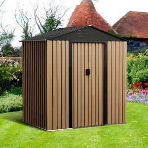 6x4 FT Outdoor Metal Garden Shed,Waterproof, Anti-UV Storage Shed with Sloping Roof & Vents for Backyard, Patio, Poolside - 1 of 4