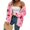 Coolmee Women's Plus Size Strawberry Print Casual Long Sleeve Open Front Knit Cardigan Sweater - 4 of 4