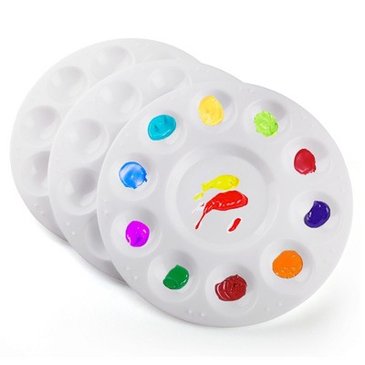 LotFancy 3Pcs Plastic Artist Painting Palettes for DIY Craft Professional Art Painting, 10 Wells