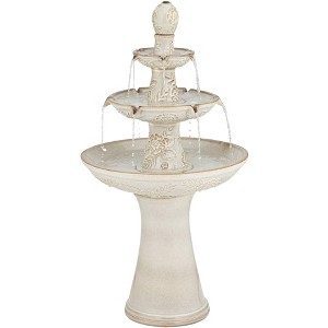 Formentera 45" High Large Italian Outdoor Decor Ceramic Floor Fountain with Light LED 3-Tier Outside Garden Patio Yard Backyard - 1 of 4