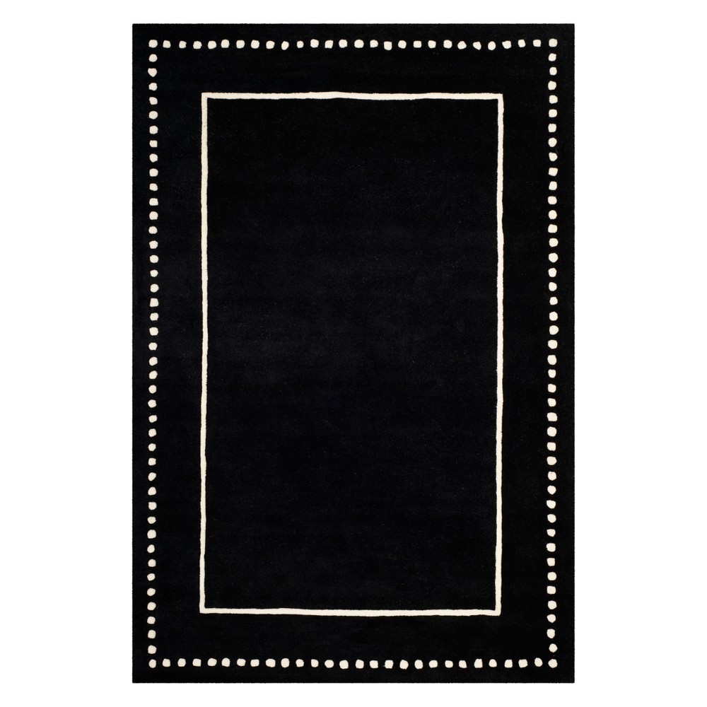 6'x9' Solid Area Rug Black/Ivory - Safavieh