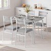 5 Piece Dining Table Set for 4, Sturdy MDF, Metal Frame Square Table with Chairs - 2 of 4