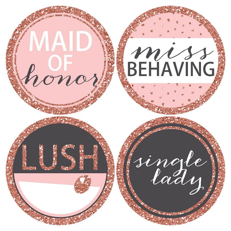Big Dot of Happiness Bride Squad - Rose Gold Bridal Shower or Bachelorette Party Funny Name Tags - Party Badges Sticker Set of 12, 5 of 7