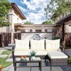 FIONECA 3-Piece Outdoor Patio Furniture Set, Wicker Rattan Conversation Sofa with Cushions, Beige - 2 of 4