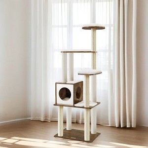 65-Inch Cat Tree for Indoor Cats - Modern Multi-Level Cat Tower with 5 Scratching Posts, Perch, and Washable Cushions - Cat Furniture by WoodyWonders - 1 of 4